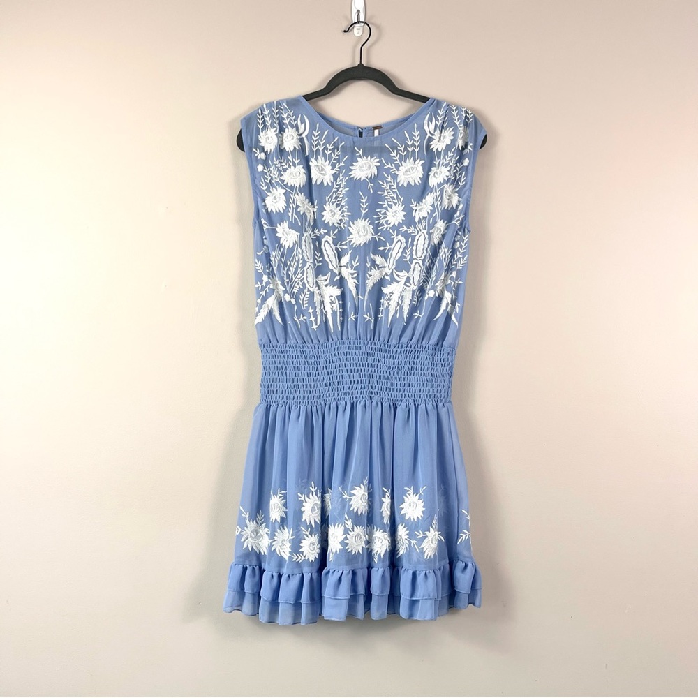 Free People Garden Bloom Mini Dress in Wedgewood Blue XS - Picture 4 of 12